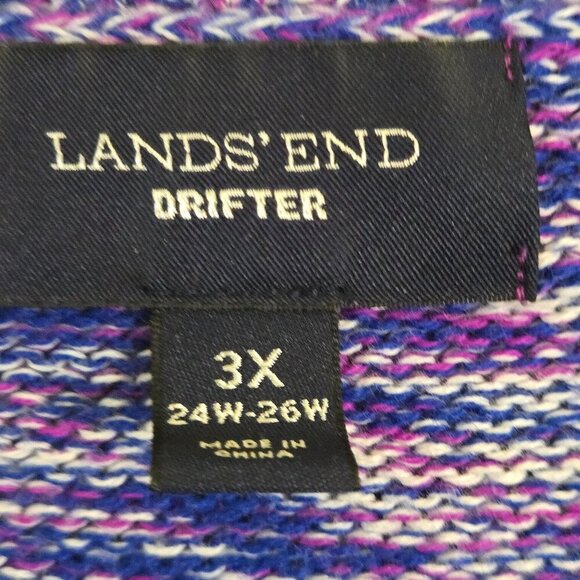 Lands' End Drifter Purple Pink Marled Cotton Plussize Crewneck Sweater Size 3X - Picture 4 of 5